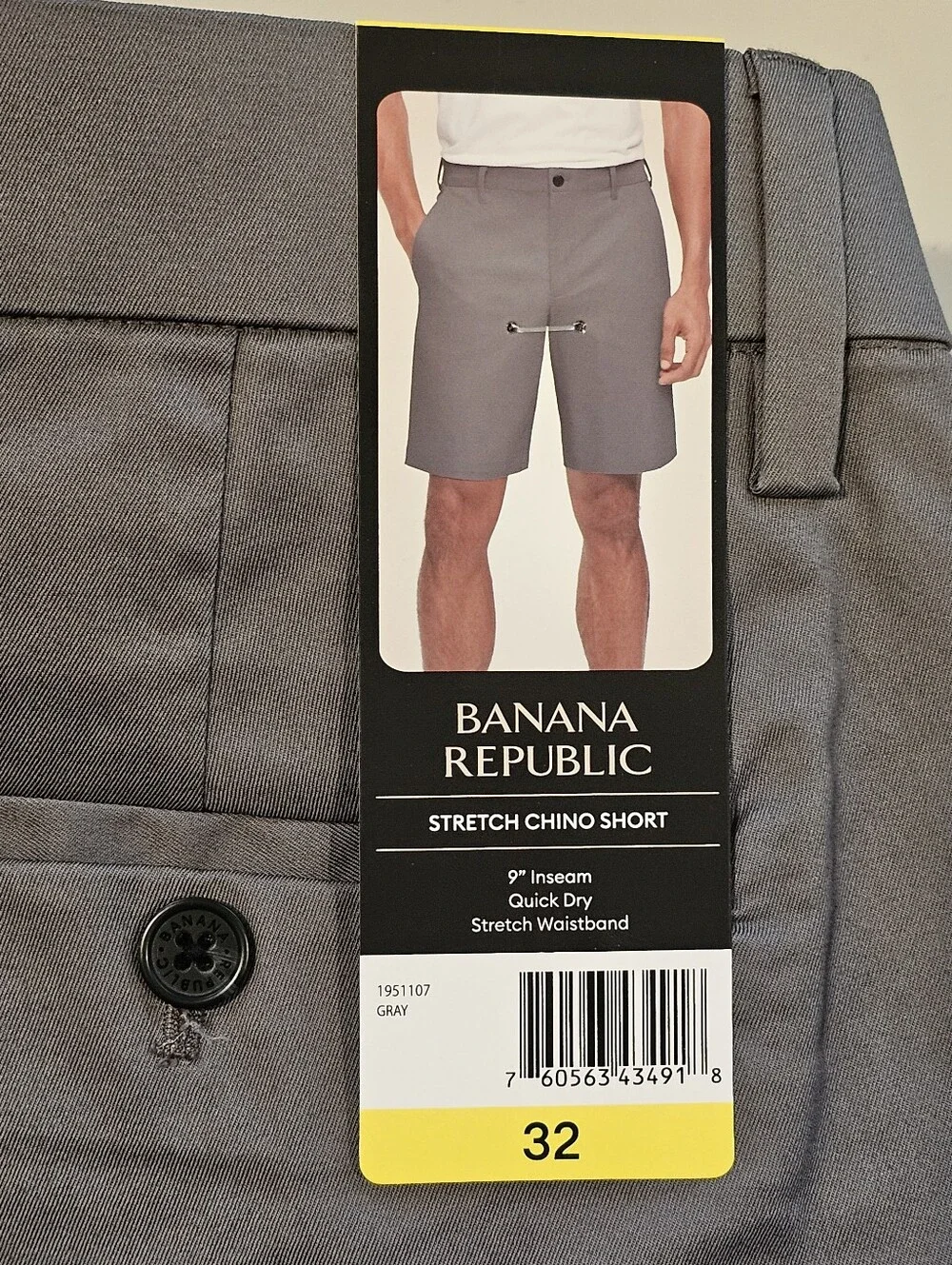 Banana Republic Gray Stretch Chino Shorts Size 32